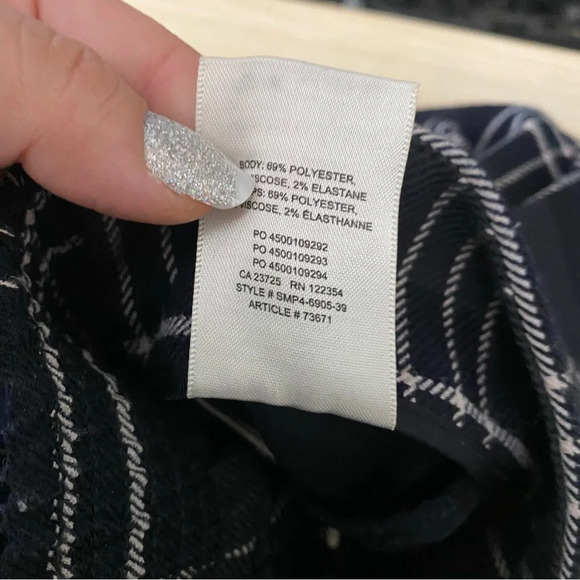 Aritzia Wilfred High Rise Blue Cream Check Plaid Dawna Trouser Pants Size Small - Picture 11 of 12